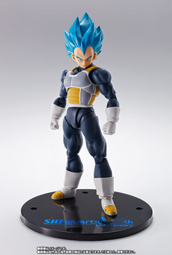 Dragon Ball Super S.H. Figuarts Vegeta Super Saiyan God Blue Red (15th Anniversary Version) Action Figure Bandai - immagine 6