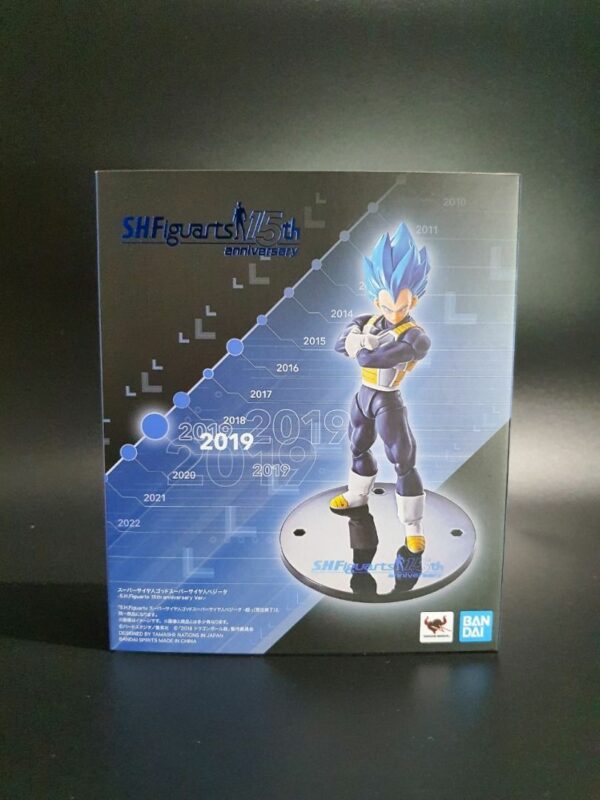 Dragon Ball Super S.H. Figuarts Vegeta Super Saiyan God Blue Red (15th Anniversary Version) Action Figure Bandai - immagine 7
