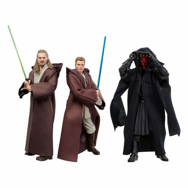 Star Wars Episode I Black Series Action Figure 3-Pack Qui-Gon Jinn, Darth Maul, Obi-Wan Kenobi Exclusive 40th Anniversary Deluxe Edition Hasbro Action Figure 16cm