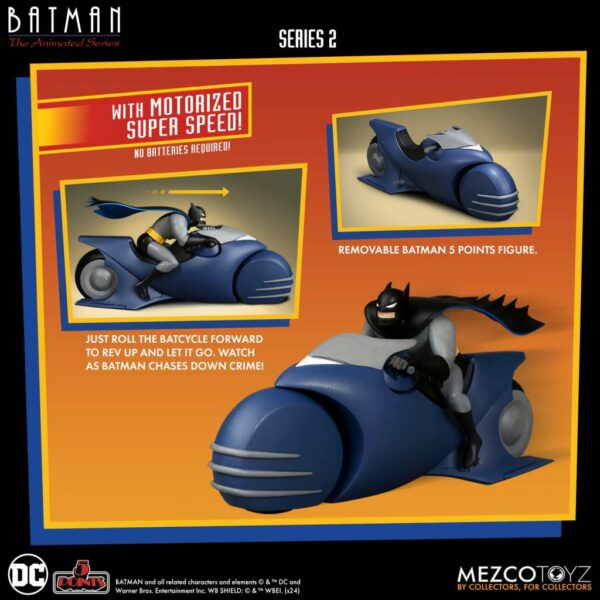 PREORDINE - DC Mezco 5 points Batman The Animated Series Batman & Batcycle Action Figure - immagine 2