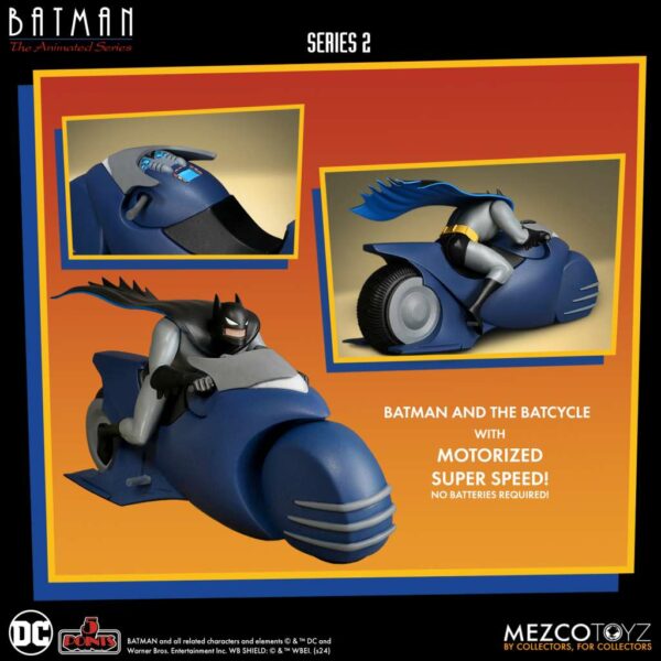 PREORDINE - DC Mezco 5 points Batman The Animated Series Batman & Batcycle Action Figure - immagine 3